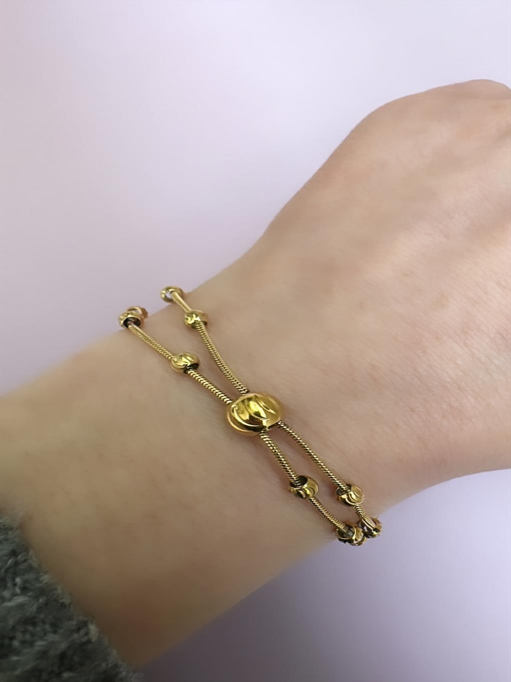 ÇELİK 2'li Topçuklar Gold Bileklik (Uzunluk: 17-22 cm)	