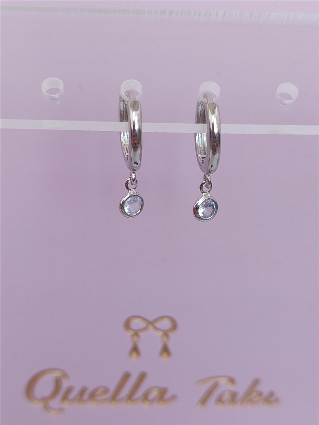 ÖZEL SERİ Sallantılı Tek Taş Silver Küpe