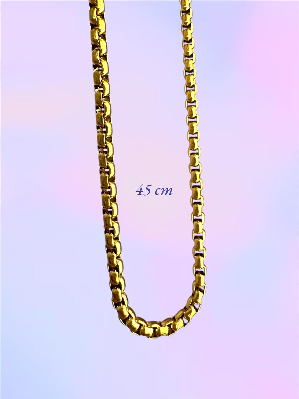 ÇELİK Mini Kare Geçmeli Gold Kolye+i
