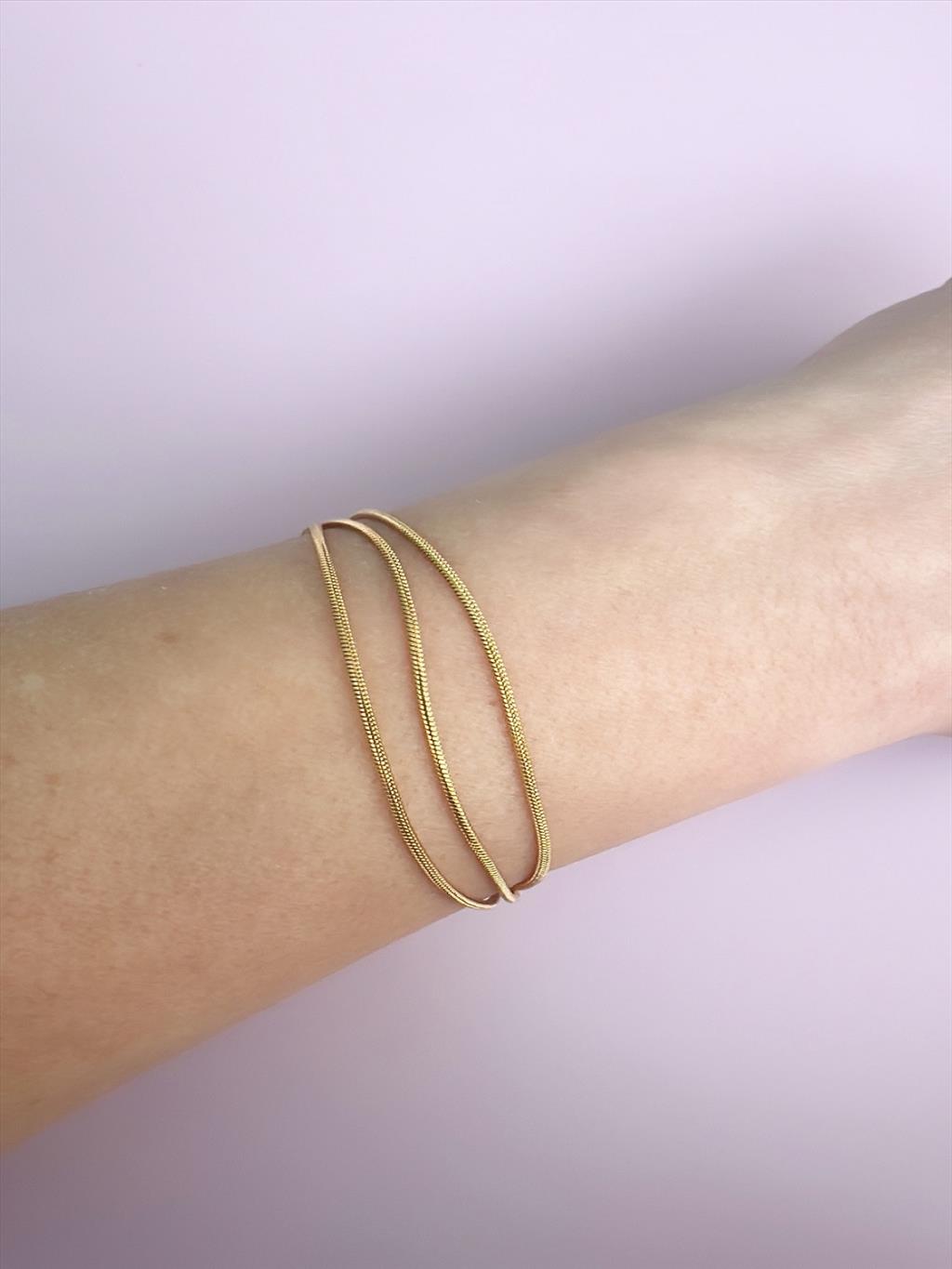 ÇELİK 3'lü İnce Mini Silindir Gold Bileklik+i