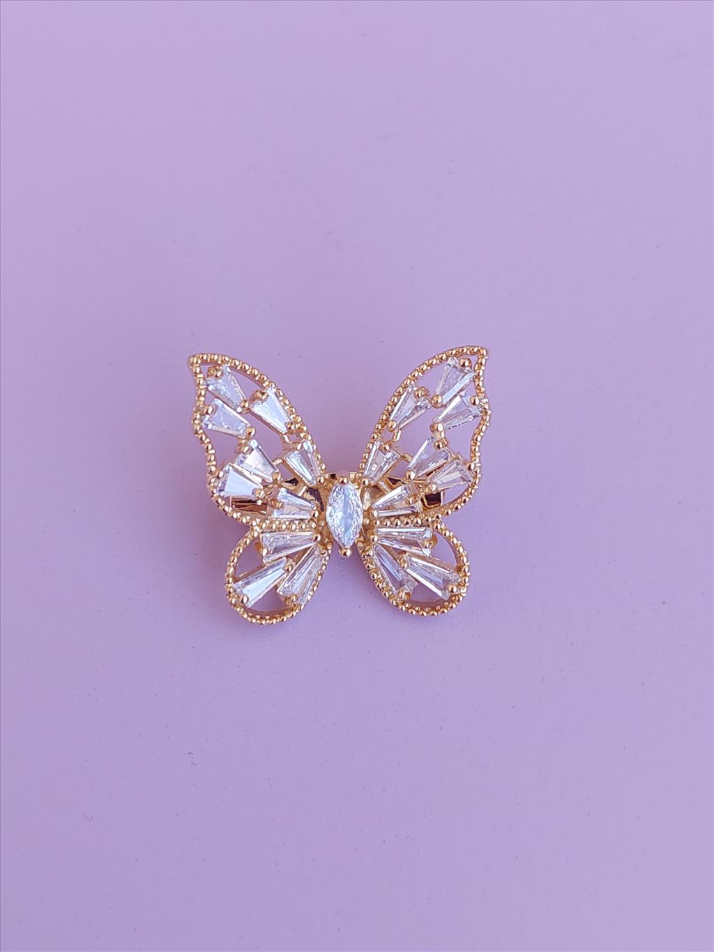Zirkon Taşlı Kelebek Gold Broş