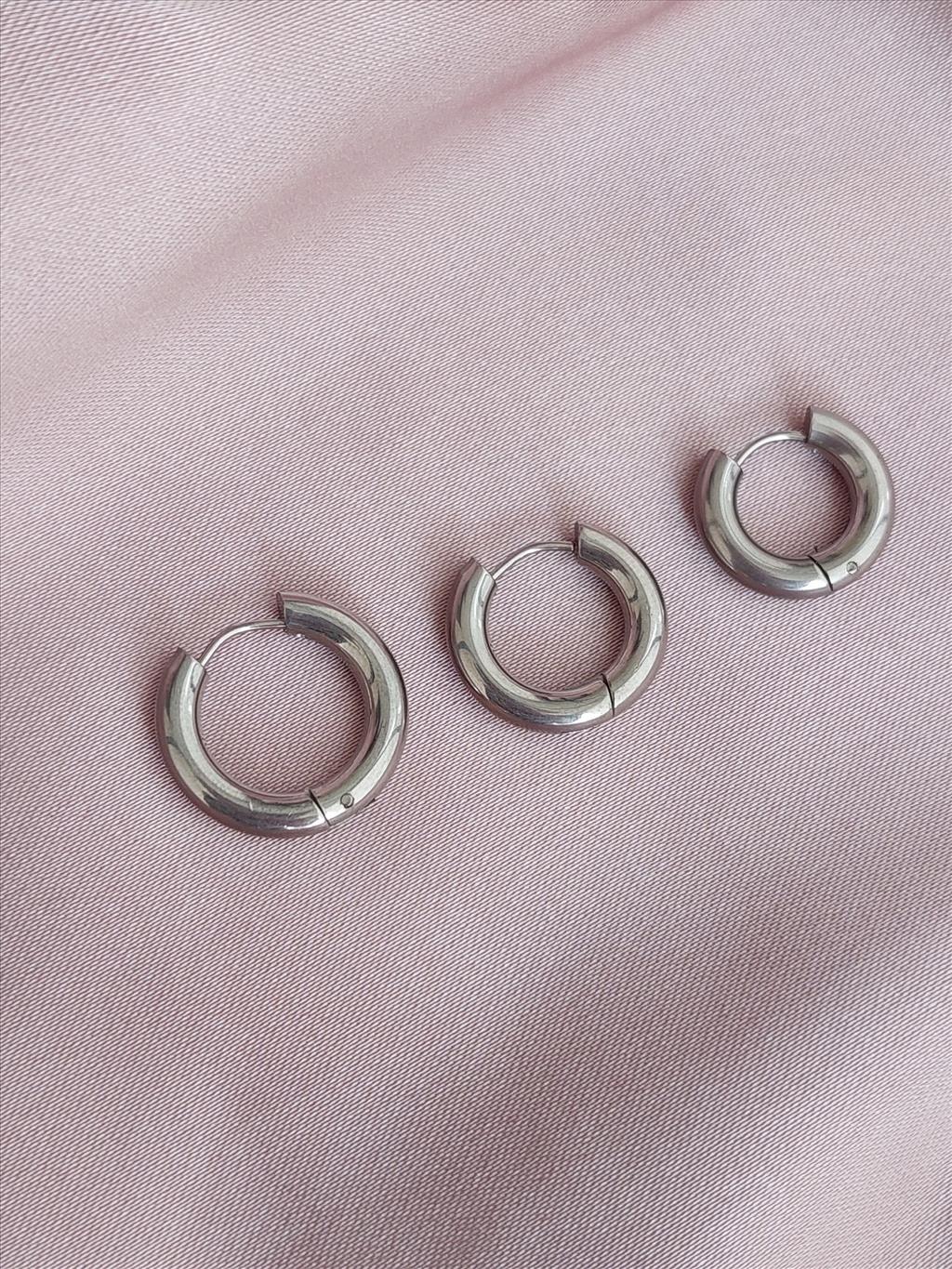 ÇELİK 3'lü Halka Silver Küpe 