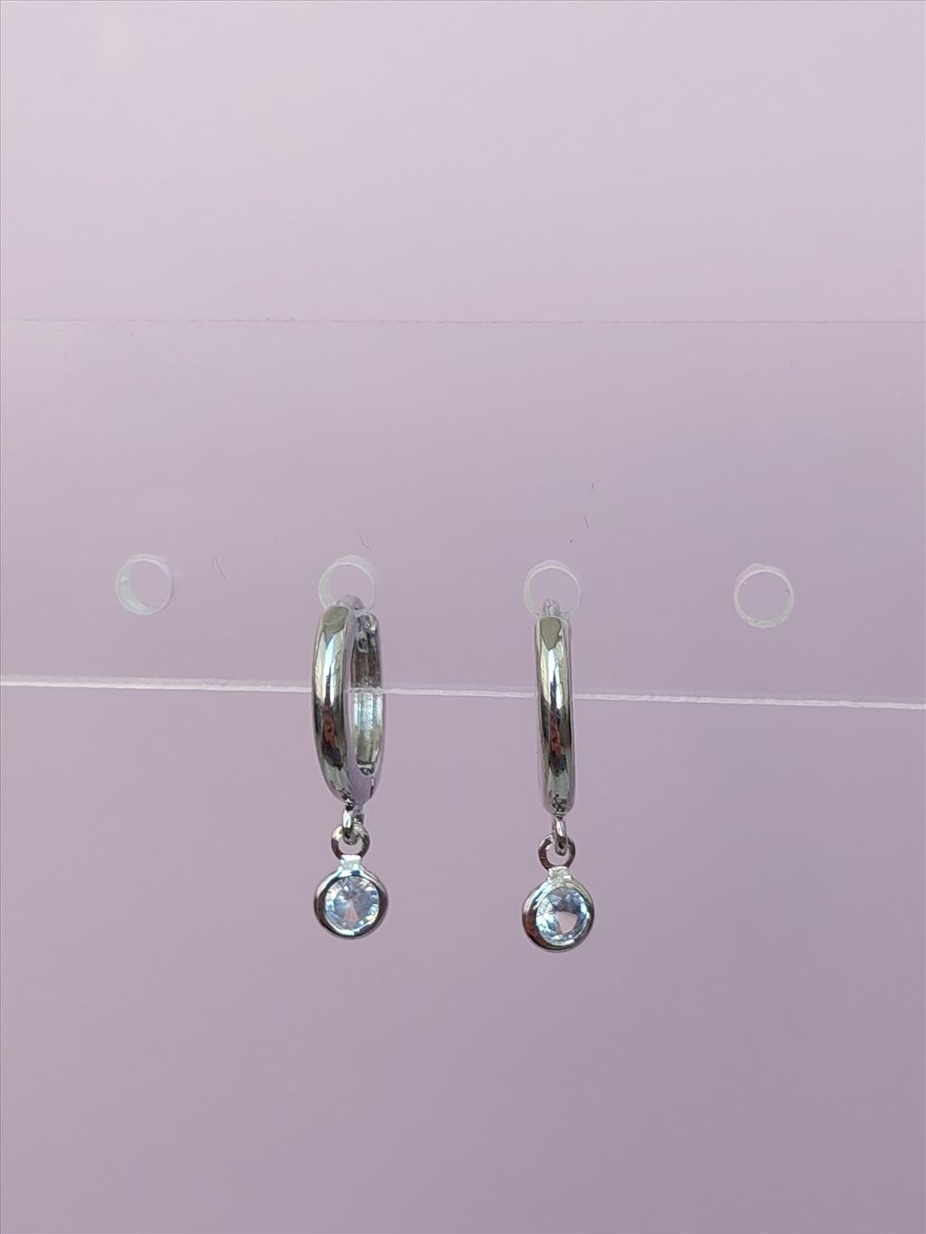 ÖZEL SERİ Sallantılı Tek Taş Silver Küpe+i