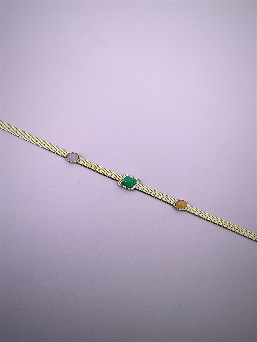 ÇELİK Renkli Doğal Taş İtalyan Gold Halhal (21-26 cm)