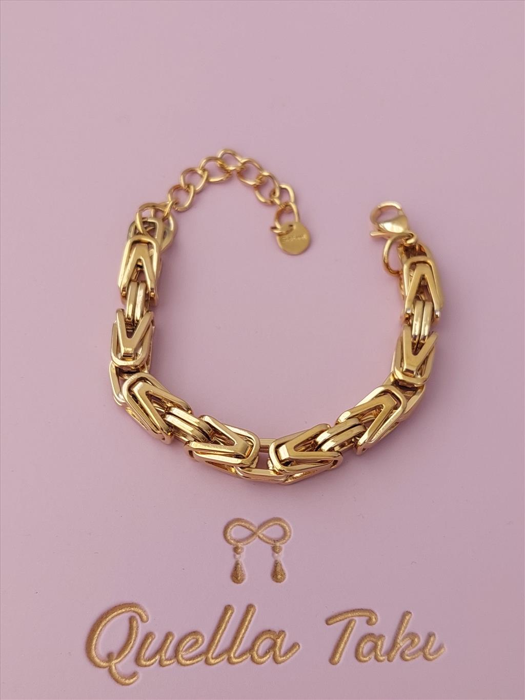 ÇELİK Sık Geçmeli Gold Bileklik 