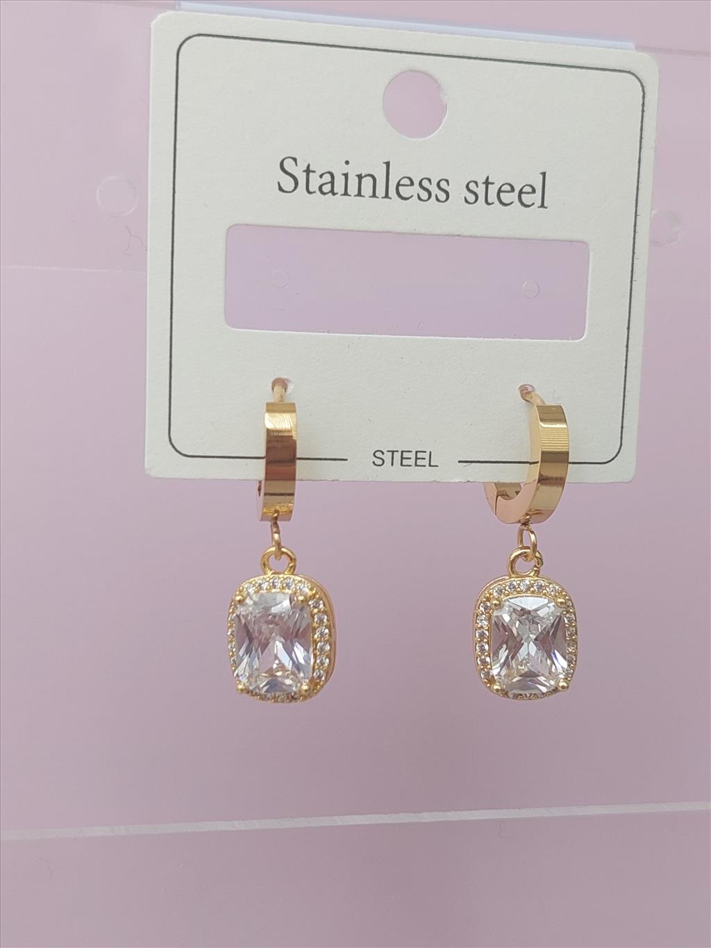 ÇELİK Zirkon Gömme Taşlı Gold Küpe+i