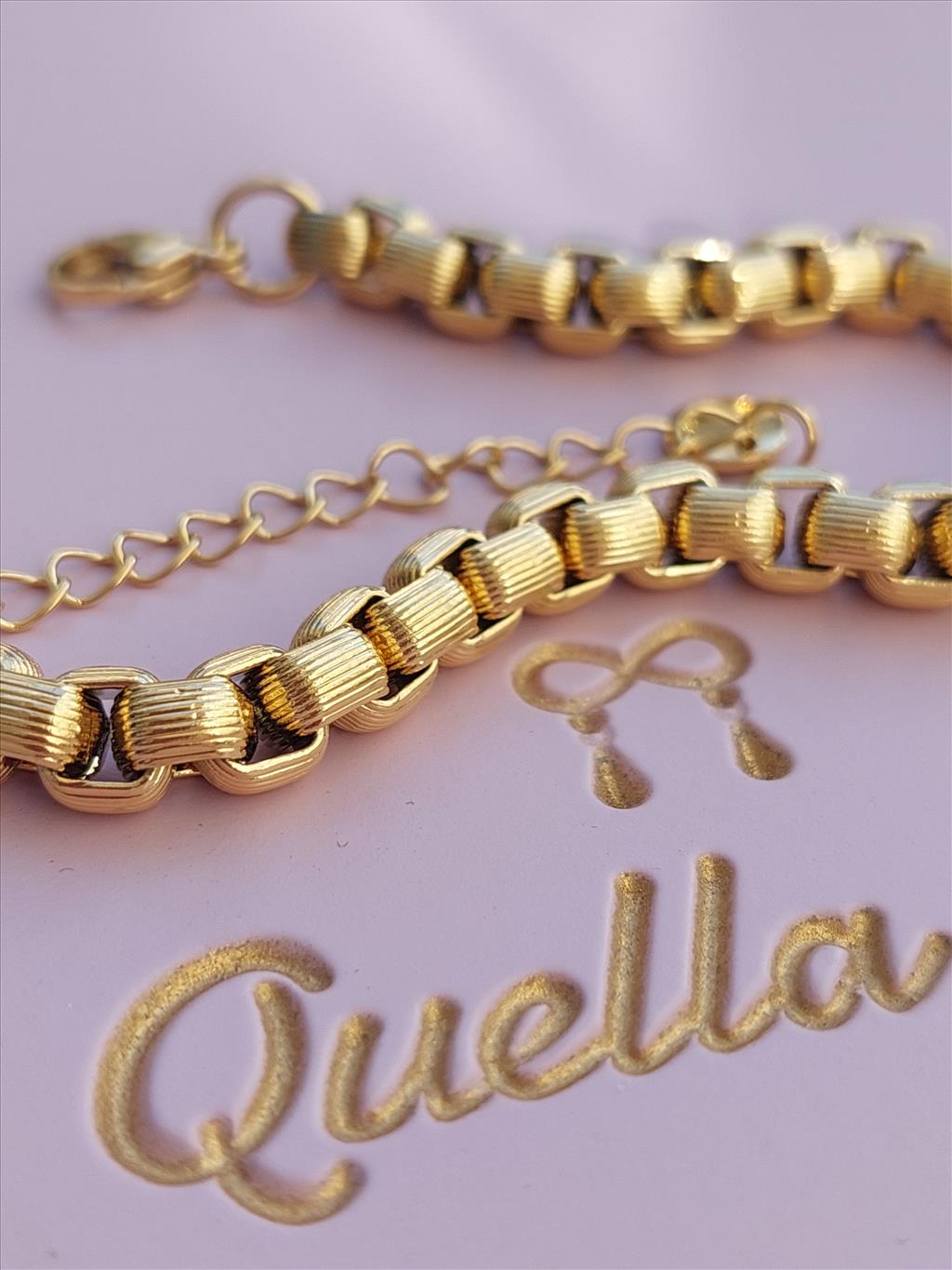 ÇELİK Kare Geçmeli Gold Bileklik (17+5 cm)+i