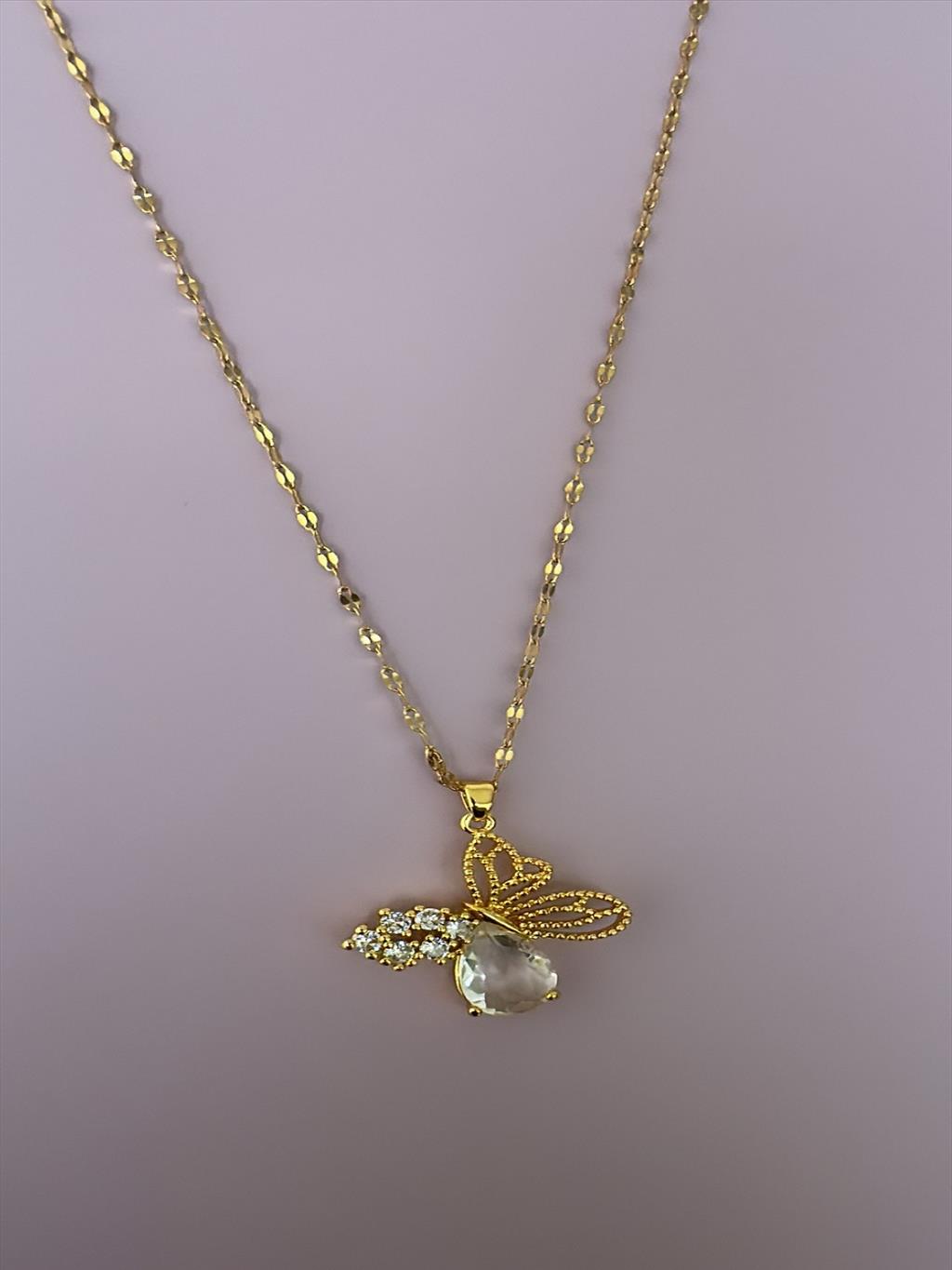ÇELİK Zirkon Kelebek Gold Kolye+i