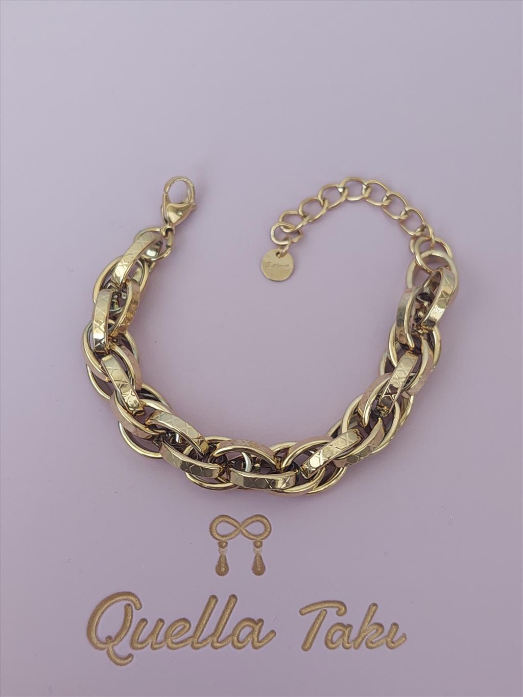 ÇELİK İçiçe Sarmal Gold Bileklik (17+5 cm)