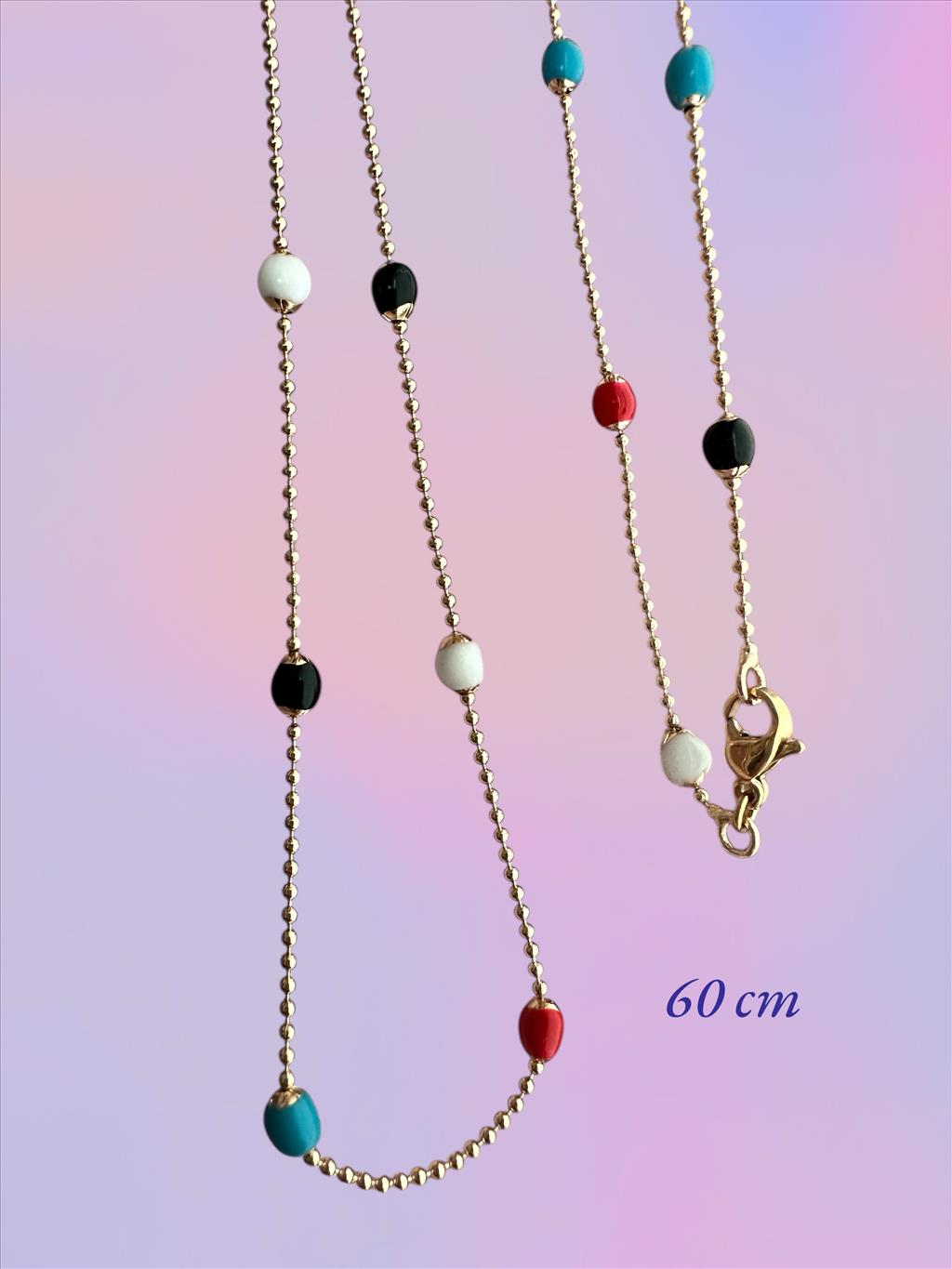 XUPİNG Uzun Renkli Top Soft Rose-Gold Zincir Kolye+i