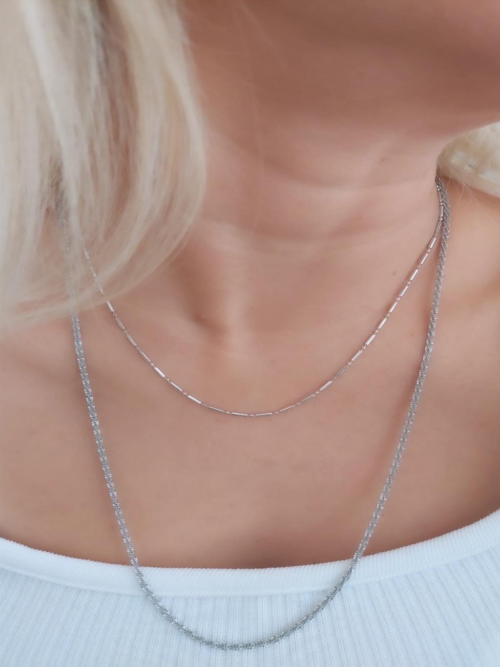 ÇELİK Uzun Işıl Silver Kolye (60+5 cm)+i