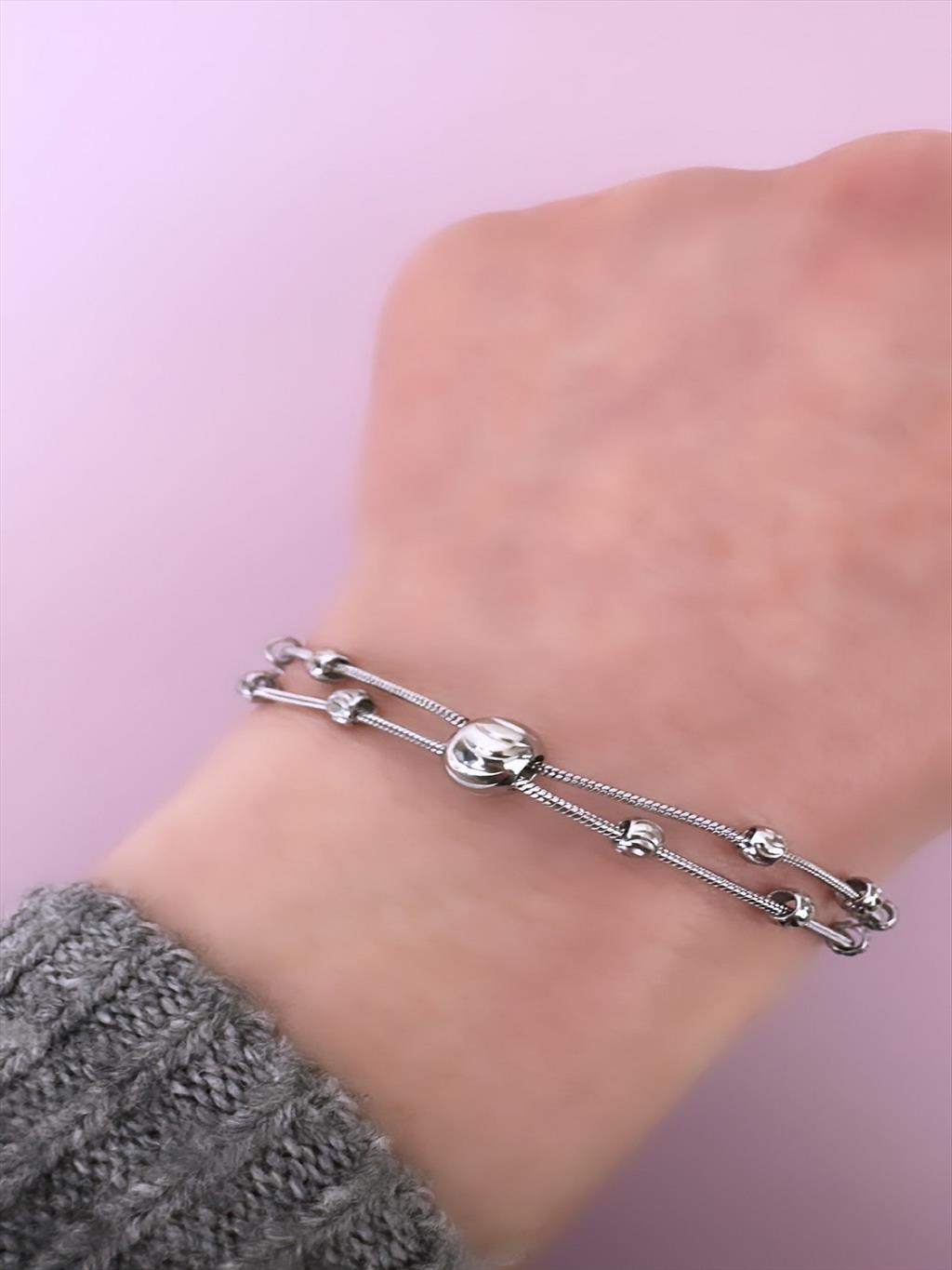 ÇELİK 2'li Topçuklar Silver Bileklik (Uzunluk: 17-22 cm)+i