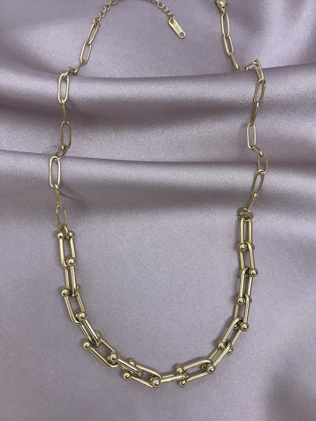 ÇELİK Geçmeli Gold Kolye+i