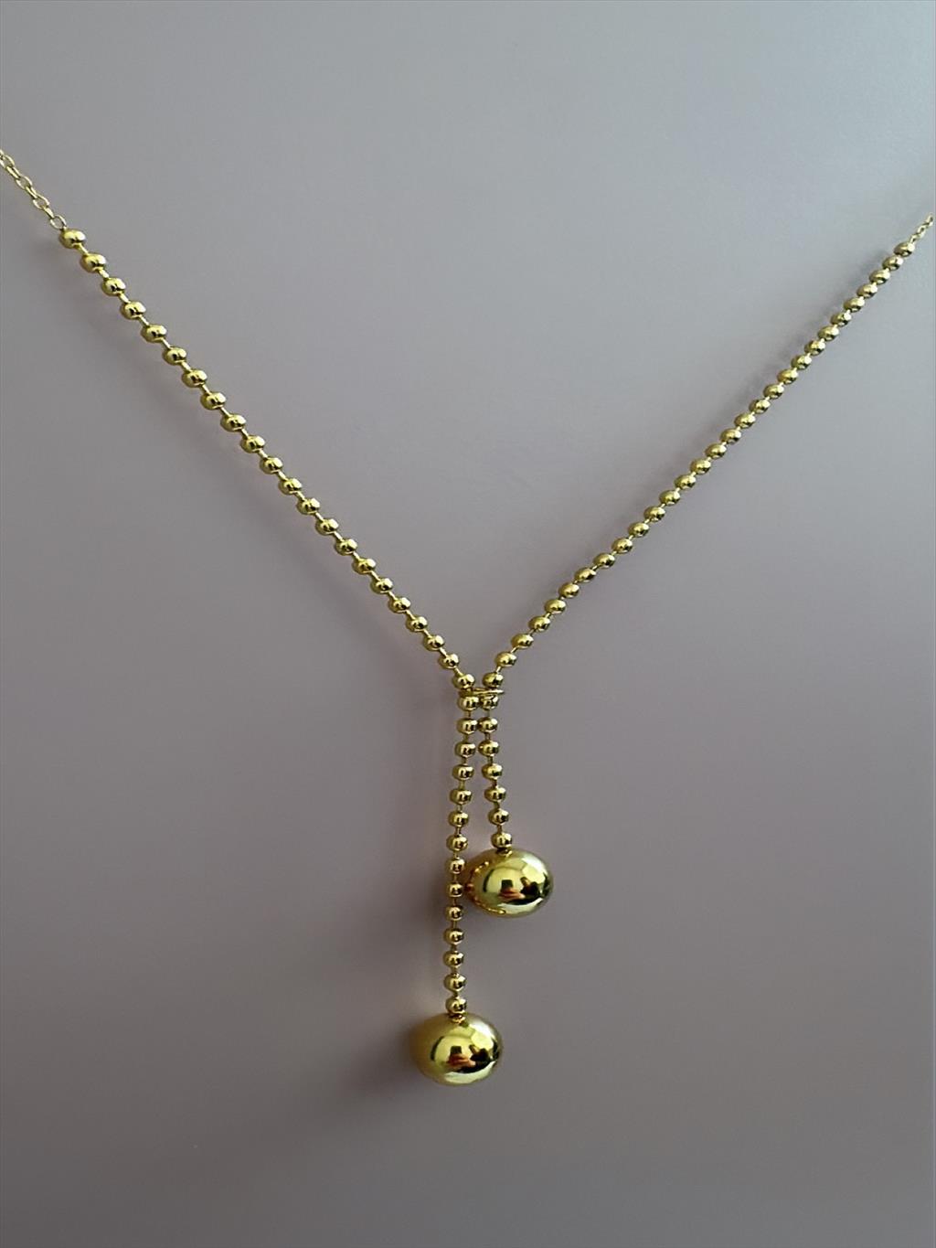 ÇELİK Uzun Sallantılı Topçuk Detay Gold Kolye (60-70 cm)