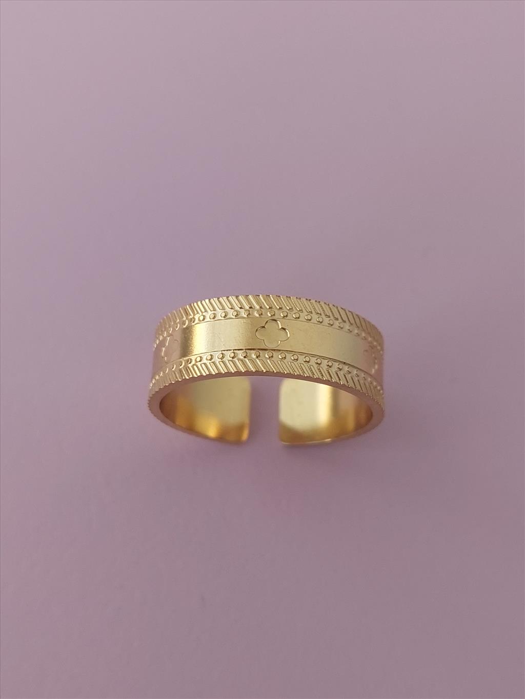 ÇELİK Yonca Şerit Detay Gold Yüzük+i