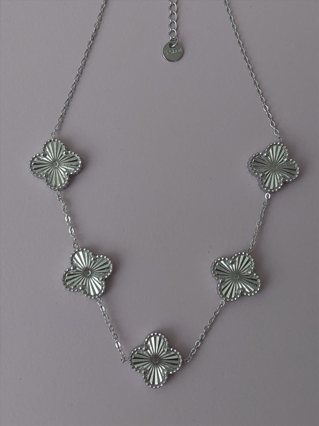 ÇELİK Düz Yonca Silver Kolye+i