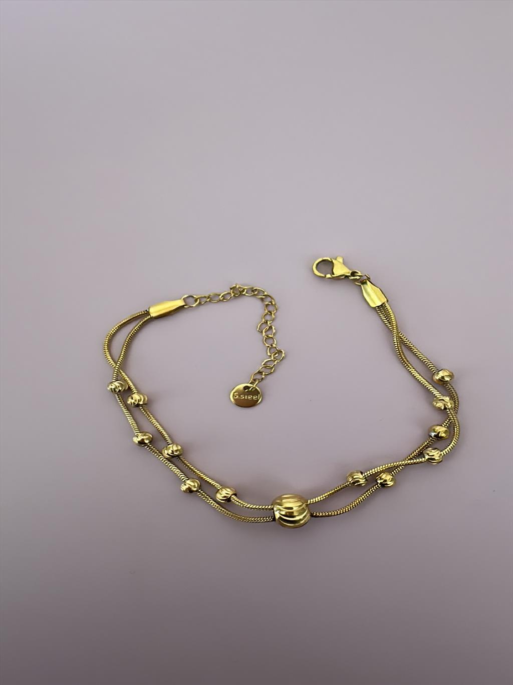 ÇELİK 2'li Topçuklar Gold Bileklik (Uzunluk: 17-22 cm)	