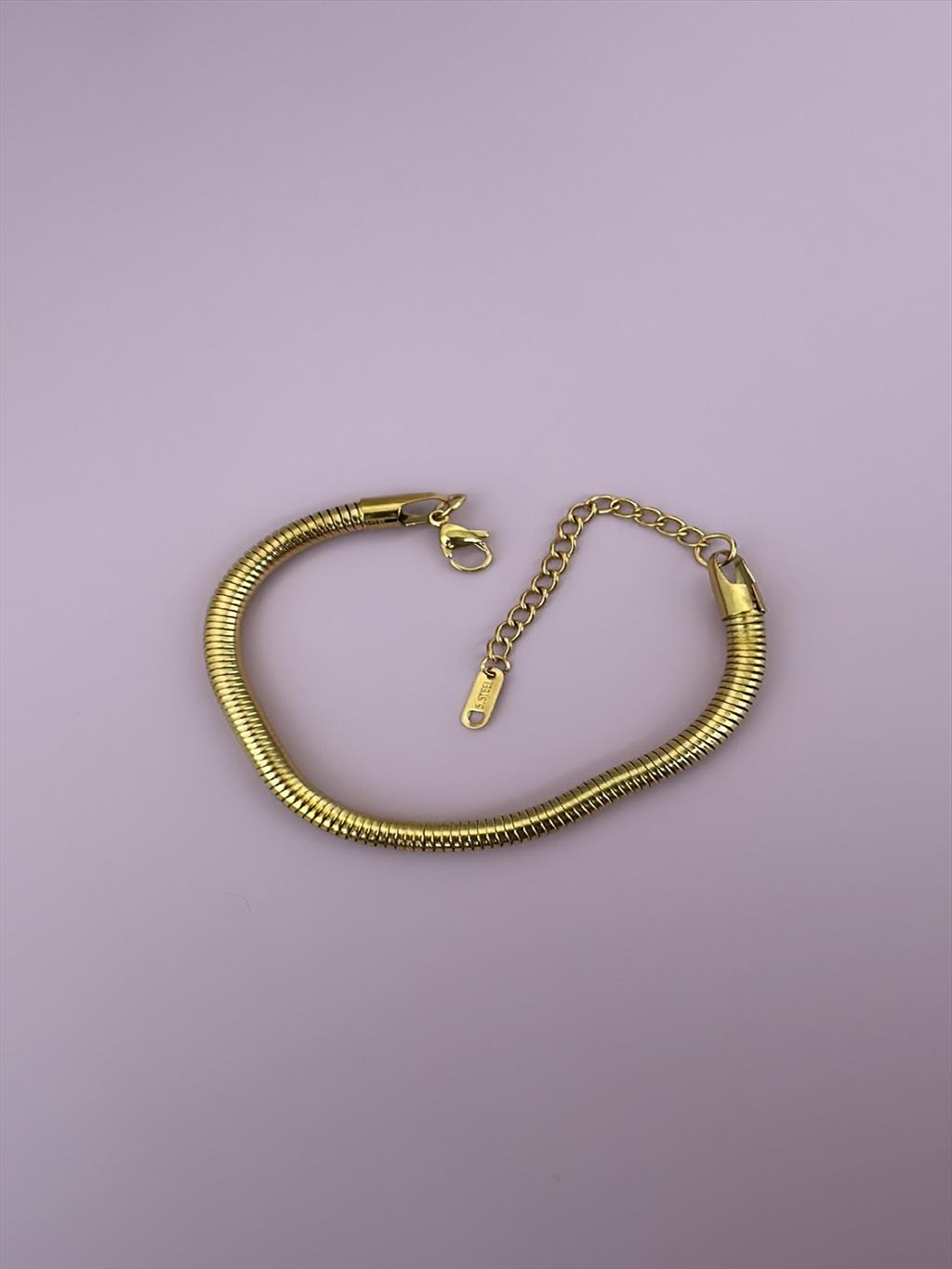 ÇELİK Kalın Silindir Gold Bileklik (18-23 cm)