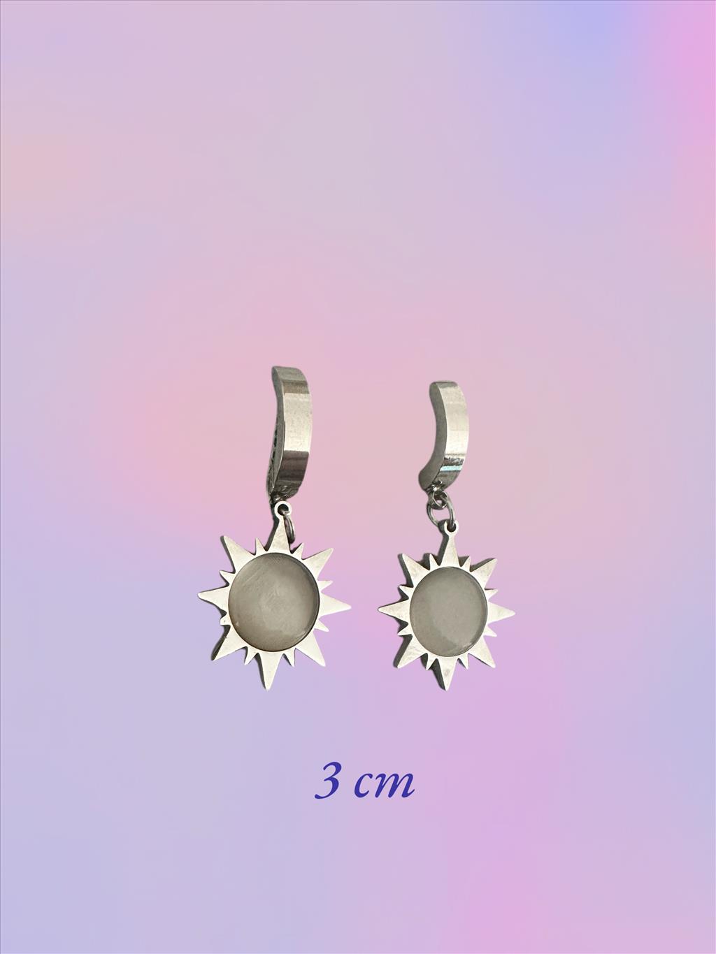 ÇELİK Sallantılı Sedef Güneş Silver Küpe+i