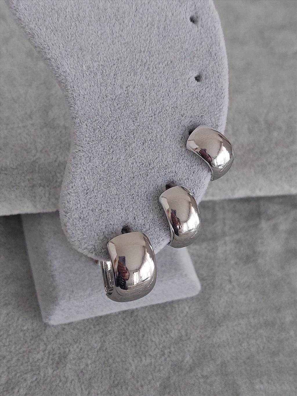 ÇELİK Orta Bombe Silver Küpe (1,5 cm)+i
