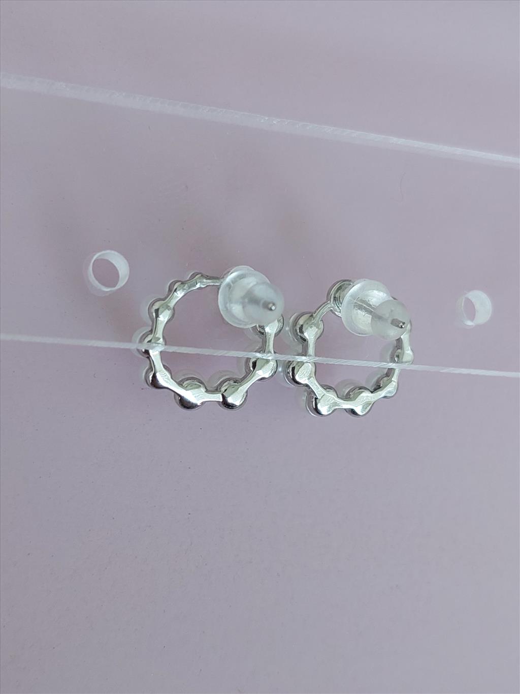 Özel Seri Rodyum Halka İnci Silver Küpe+i