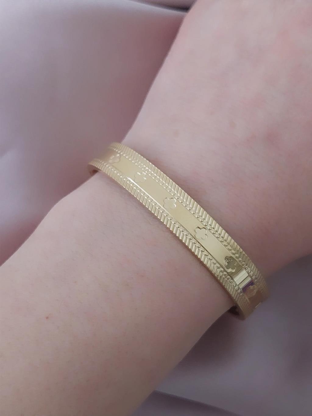ÇELİK Yonca Detay Gold Kelepçe Bileklik (Çap: 6 cm)+i