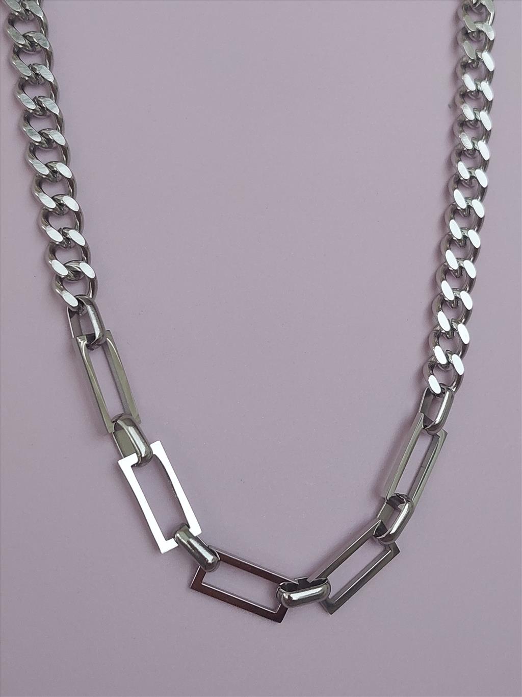 ÇELİK Geçmeli Çift Model Silver Kolye+i