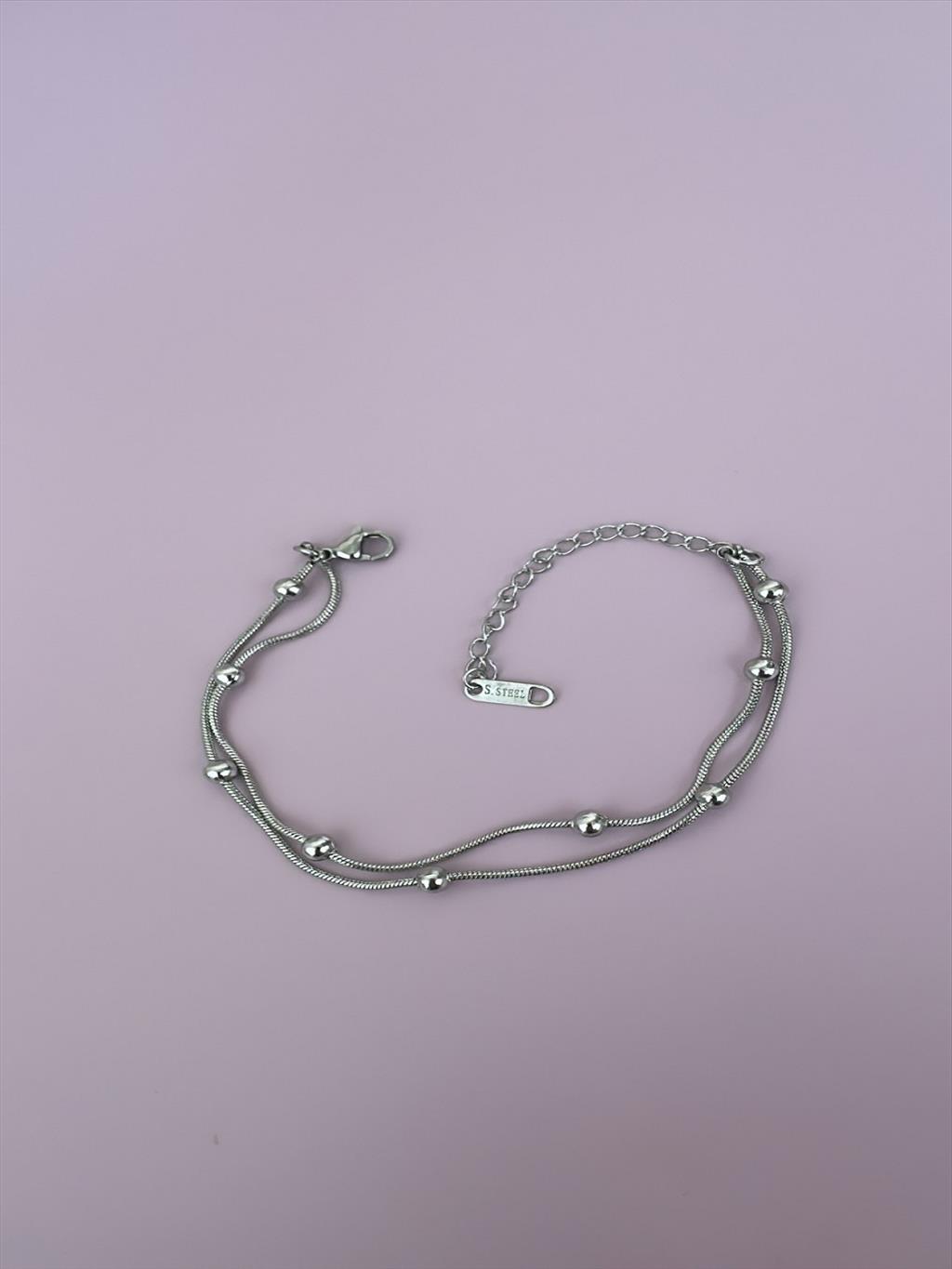 ÇELİK 2'li Topçuk Silver Bileklik (16-21 cm)