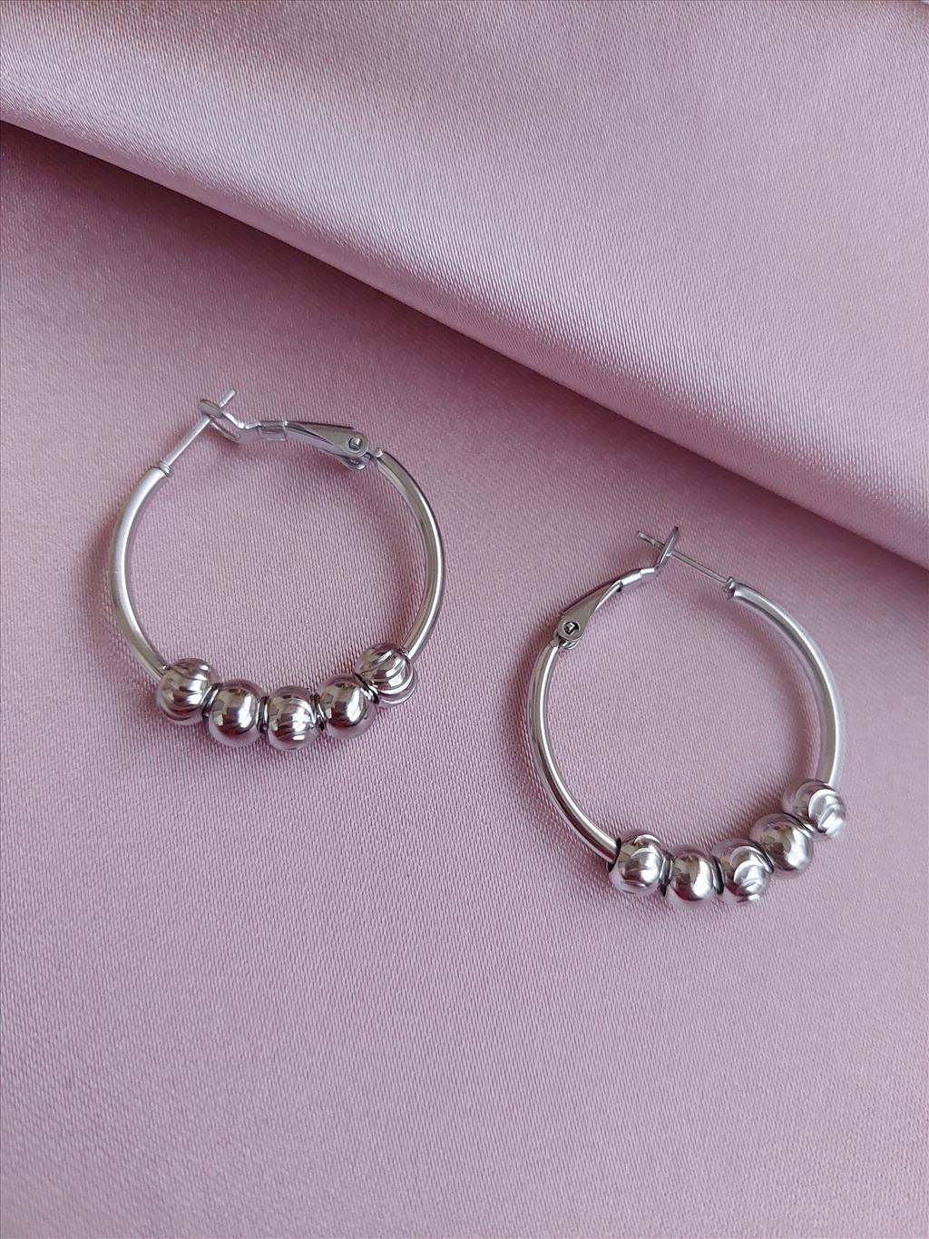 ÇELİK Halka Dorika Silver Küpe