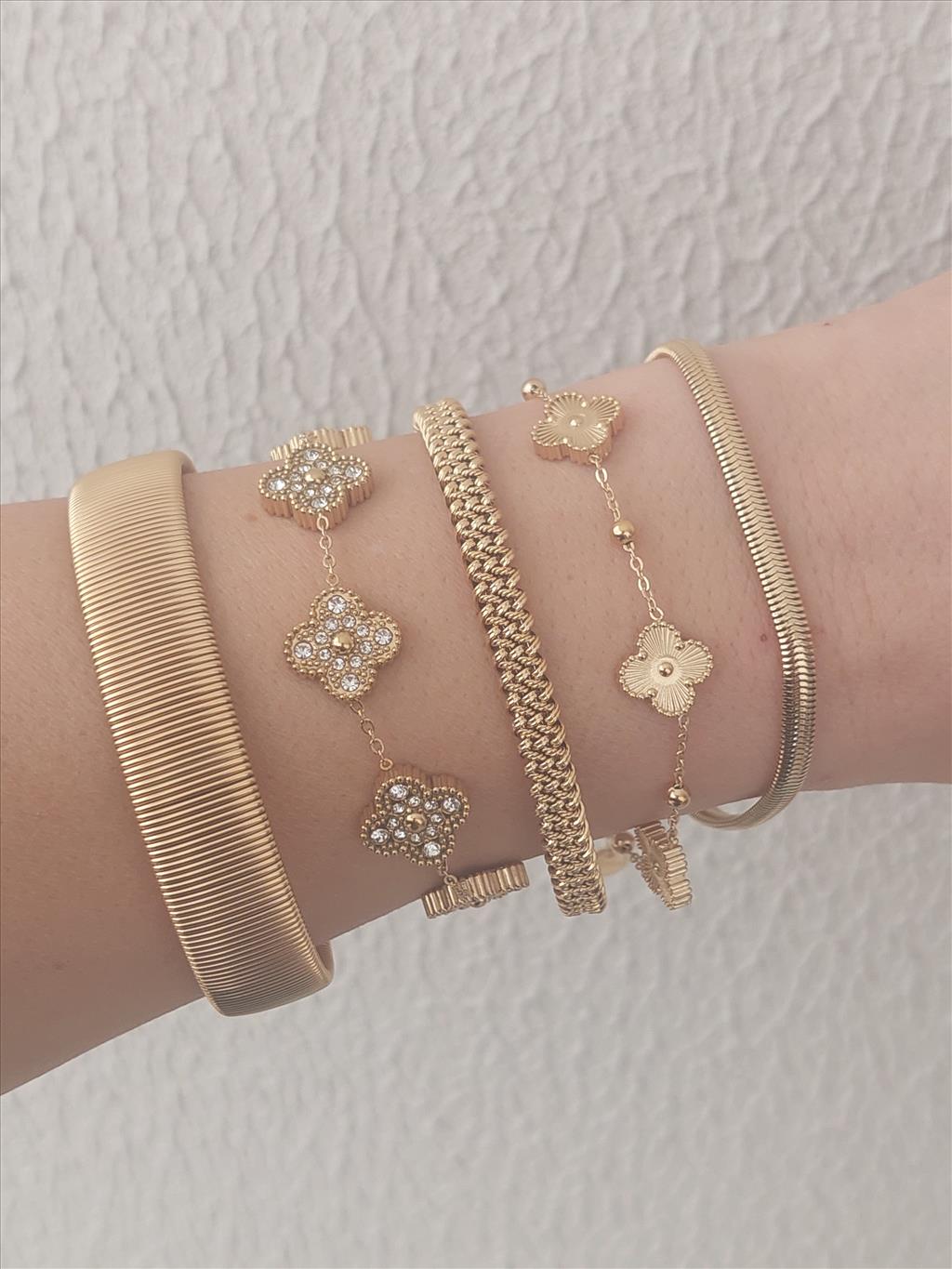 ÇELİK Yassı Gold Bileklik (18+5 cm/3 mm)+i