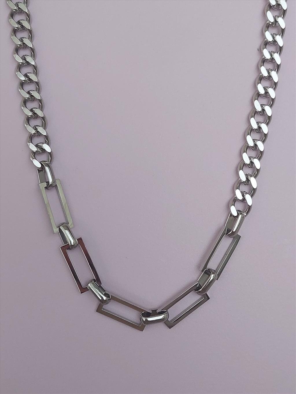 ÇELİK Geçmeli Çift Model Silver Kolye+i