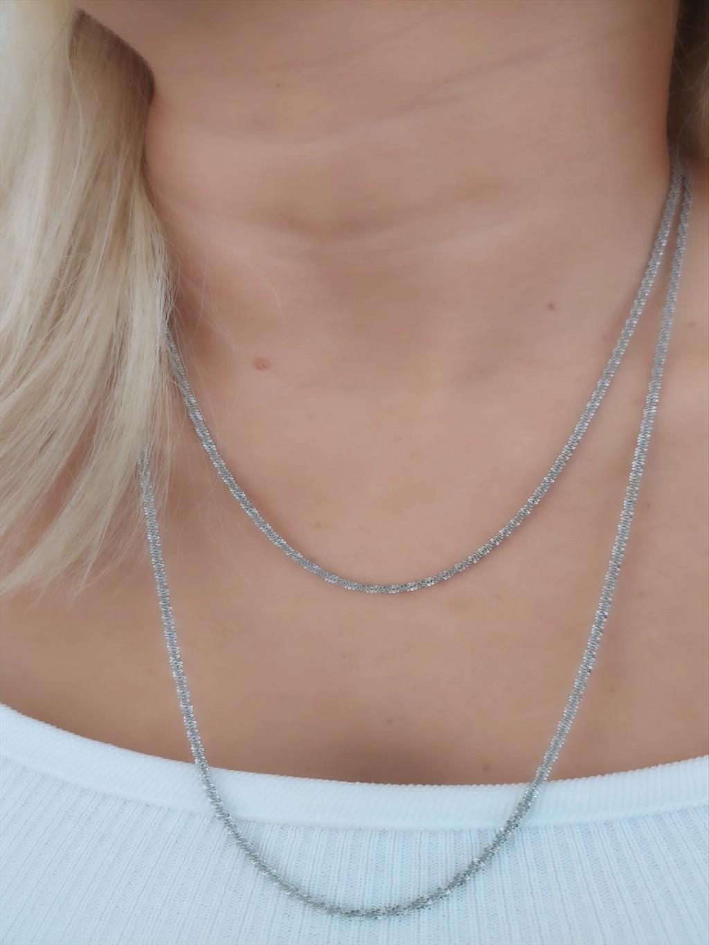 ÇELİK Uzun Işıl Silver Kolye (60+5 cm)+i