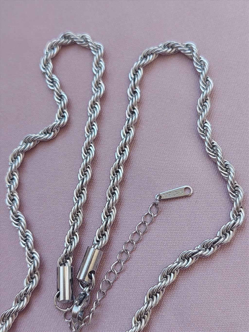 ÇELİK Burgu Silver Kolye (Kalınlık : 3 mm/Uzunluk 40-45 cm)+i