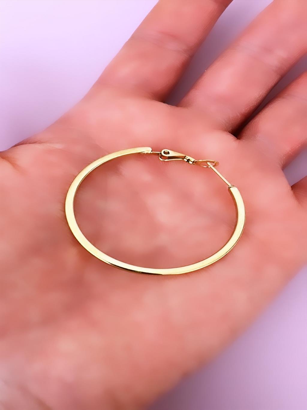ÇELİK Köşeli Orta Boy Halka Gold Küpe (Çap: 5 cm)+i