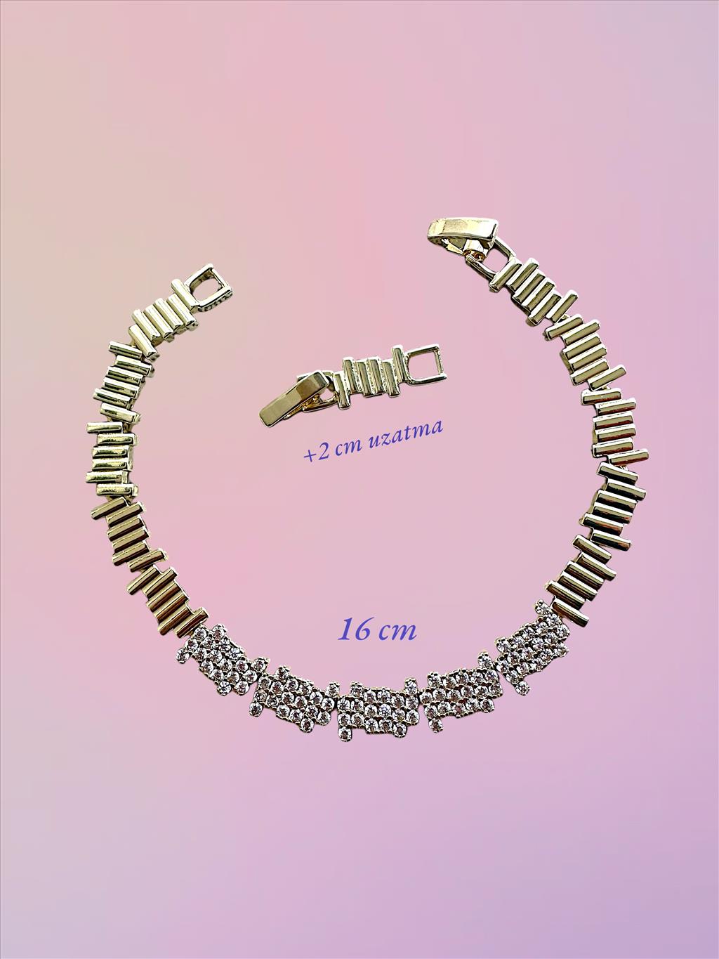 ÖZEL SERİ ZİRKON TAŞ ZİGZAG GOLD BİLEKLİK+i