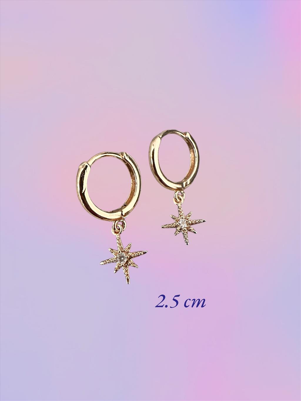 ÖZEL SERİ Zirkon Taş Mini Yıldız Gold Küpe+i