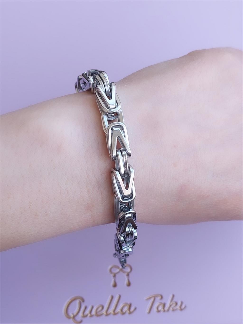 ÇELİK Sık Geçmeli Silver Bileklik (16+5 cm)+i
