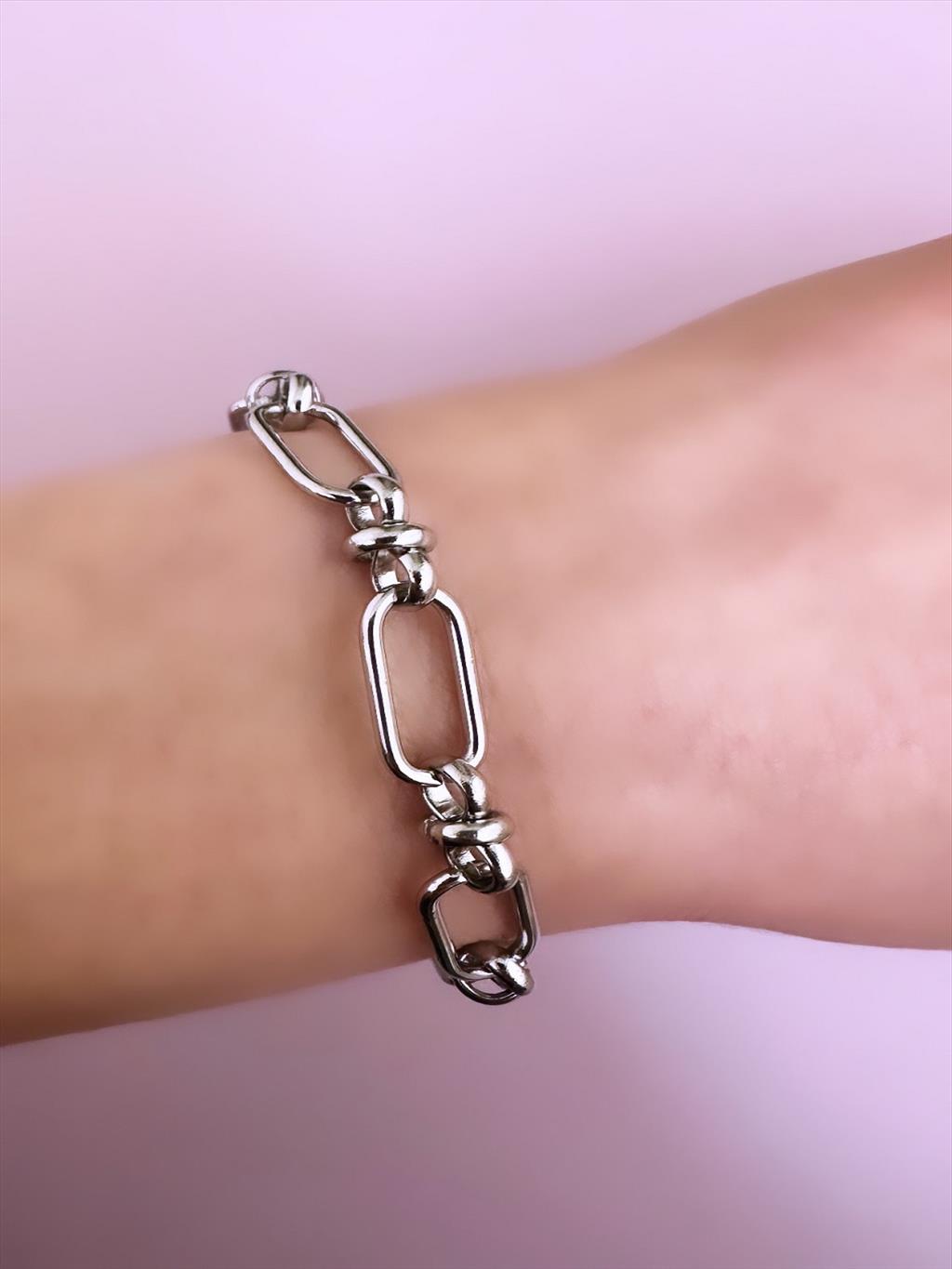 ÇELİK Çengel Model Silver Bileklik(18-23 cm)+i