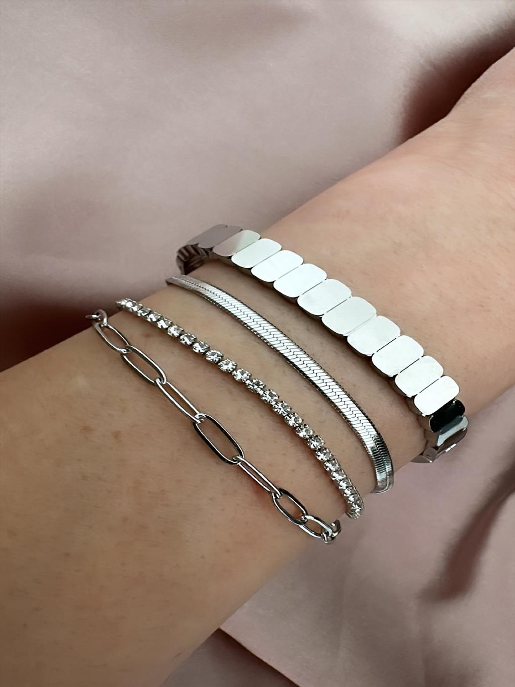 ÇELİK Ayna Küp Desen Silver Kelepçe Bileklik (Çap: 6 cm)+i