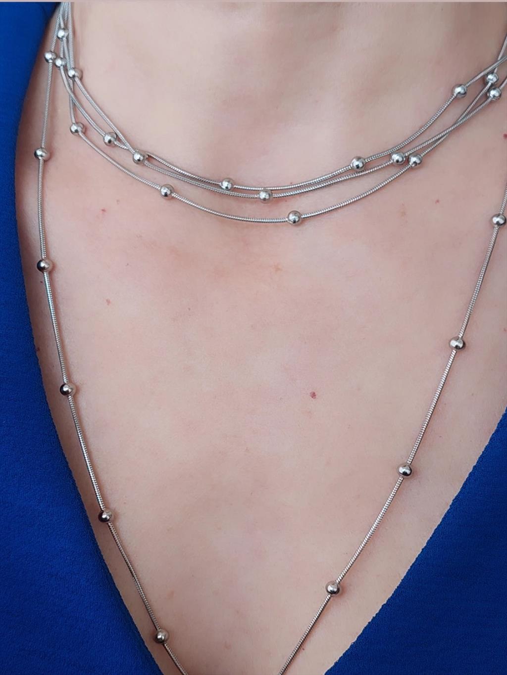 ÇELİK 3 Birleşik Topçuk Silver Kolye (45-50 cm)+i