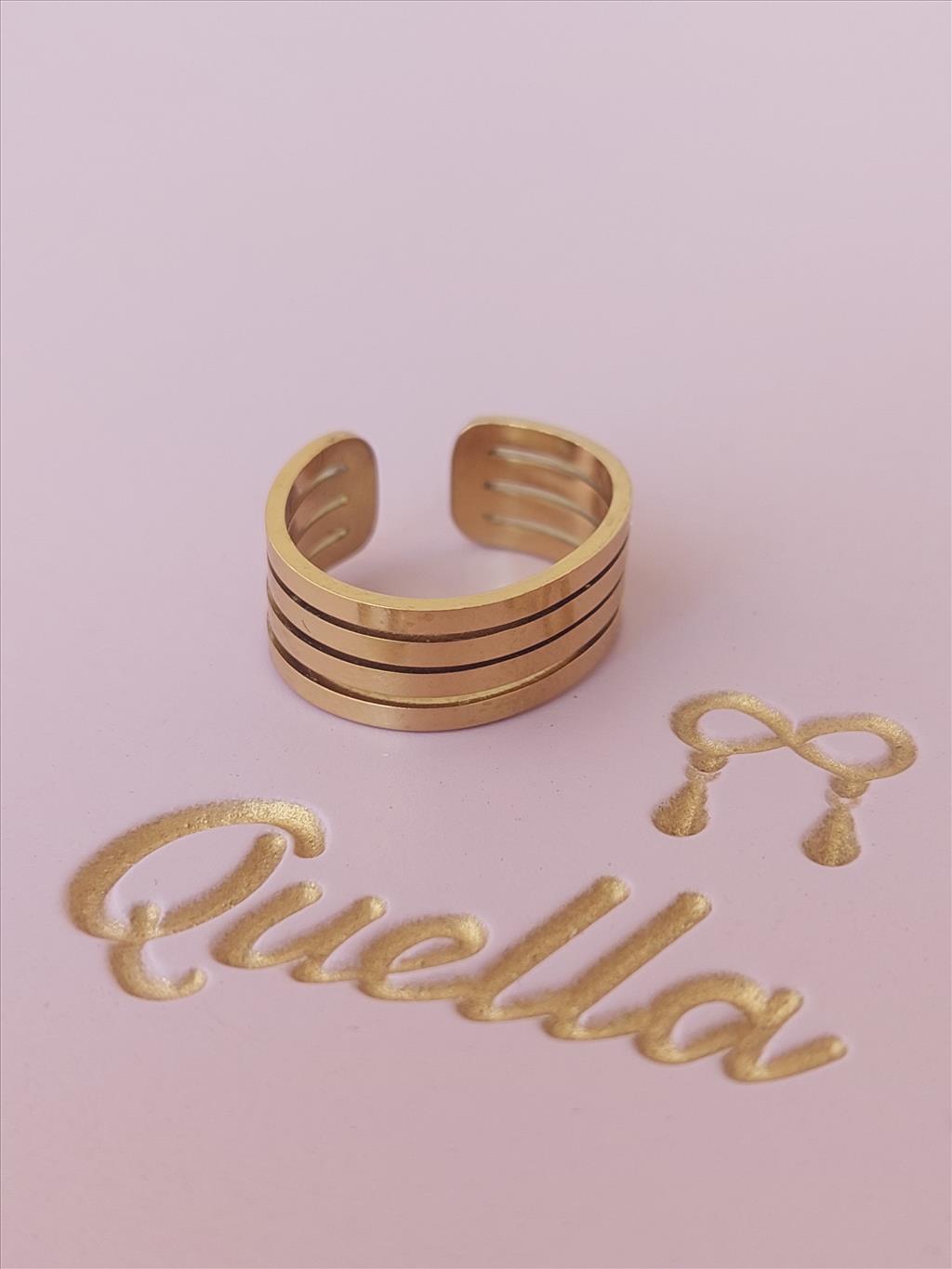 ÇELİK Çizgi Modelli Gold Yüzük+i