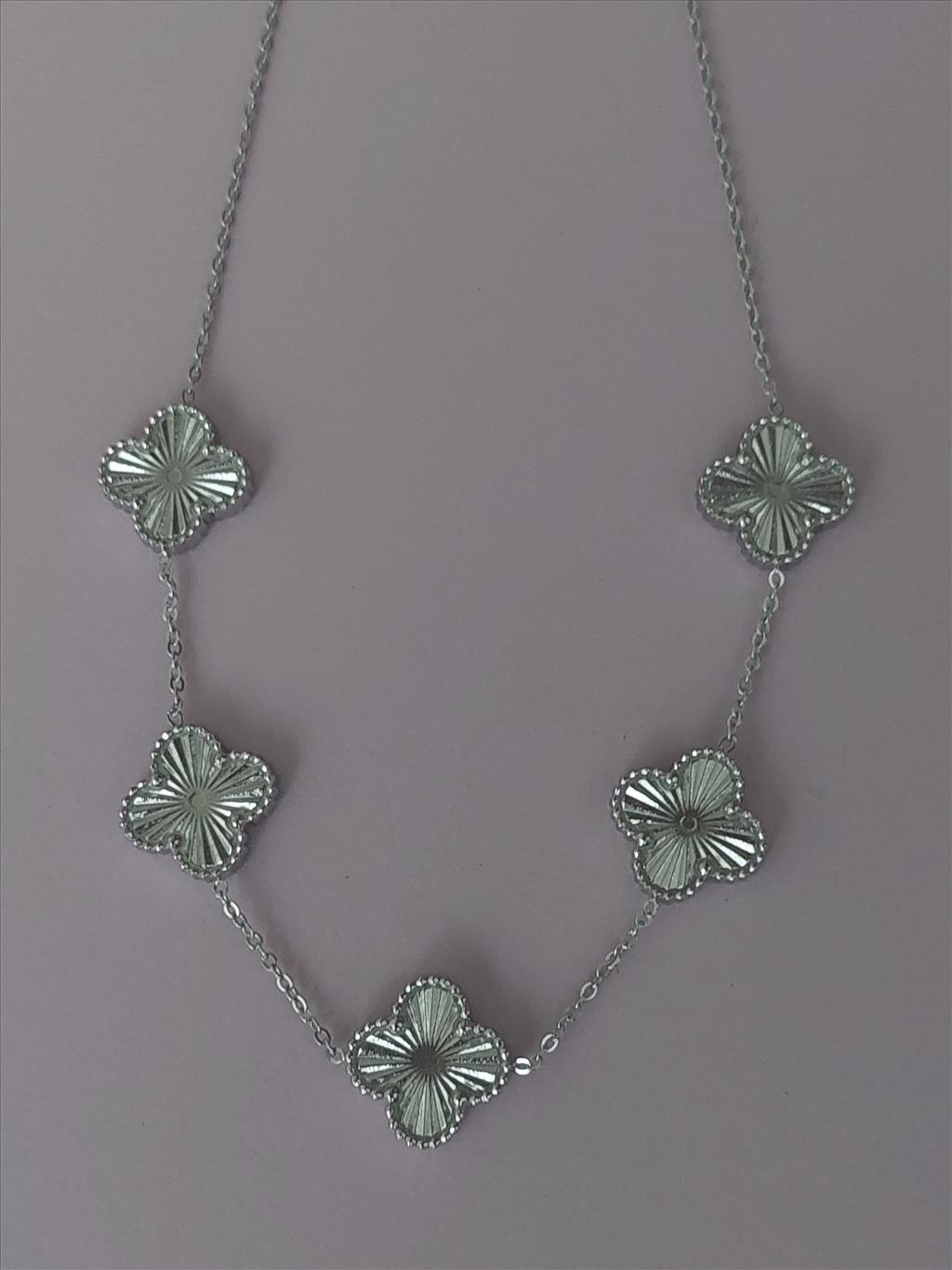 ÇELİK Düz Yonca Silver Kolye+i