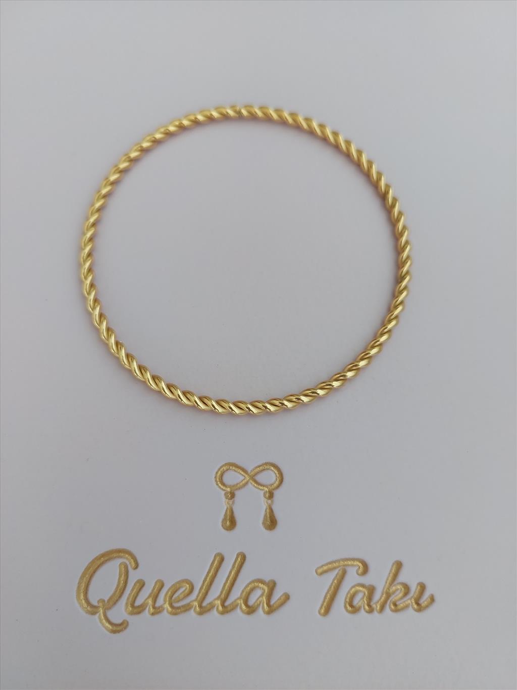 ÇELİK İnce Burma Gold Bilezik (Çap : 6,5 cm/Ölçü : 22 cm)