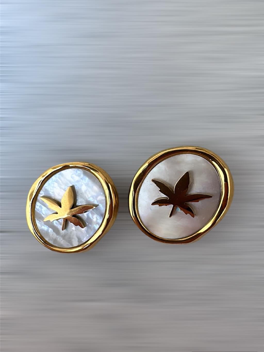 ÇELİK Sedef Yaprak Gold Küpe