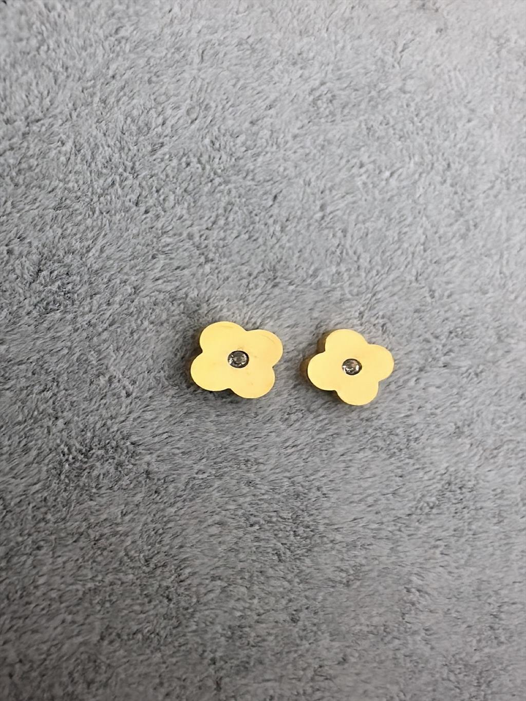 ÇELİK Mini Taş Yonca Gold Küpe