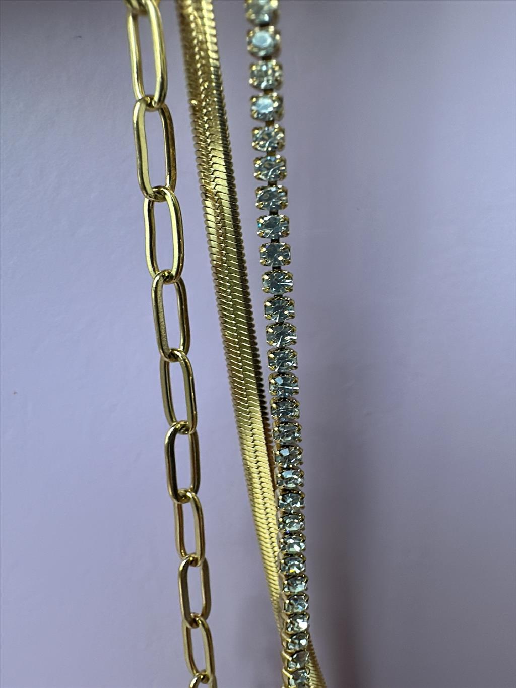 ÇELİK 3'lü İtalyan Ataç Zincir Su Yolu Gold Bileklik (16-22 cm)+i