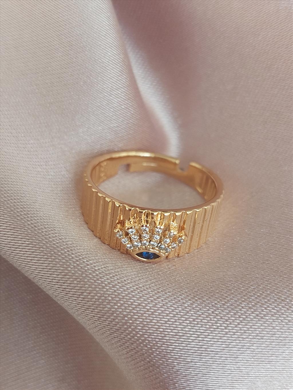 ÖZEL SERİ Ayarlamalı Zirkon Göz Nazar Gold Yüzük+i