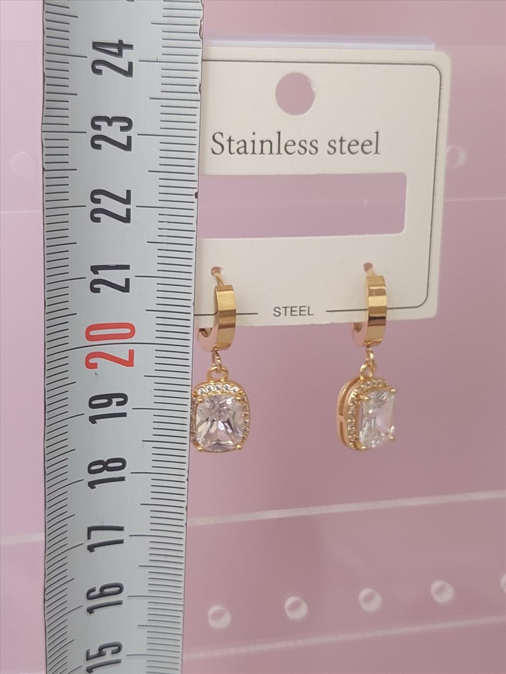 ÇELİK Zirkon Gömme Taşlı Gold Küpe+i