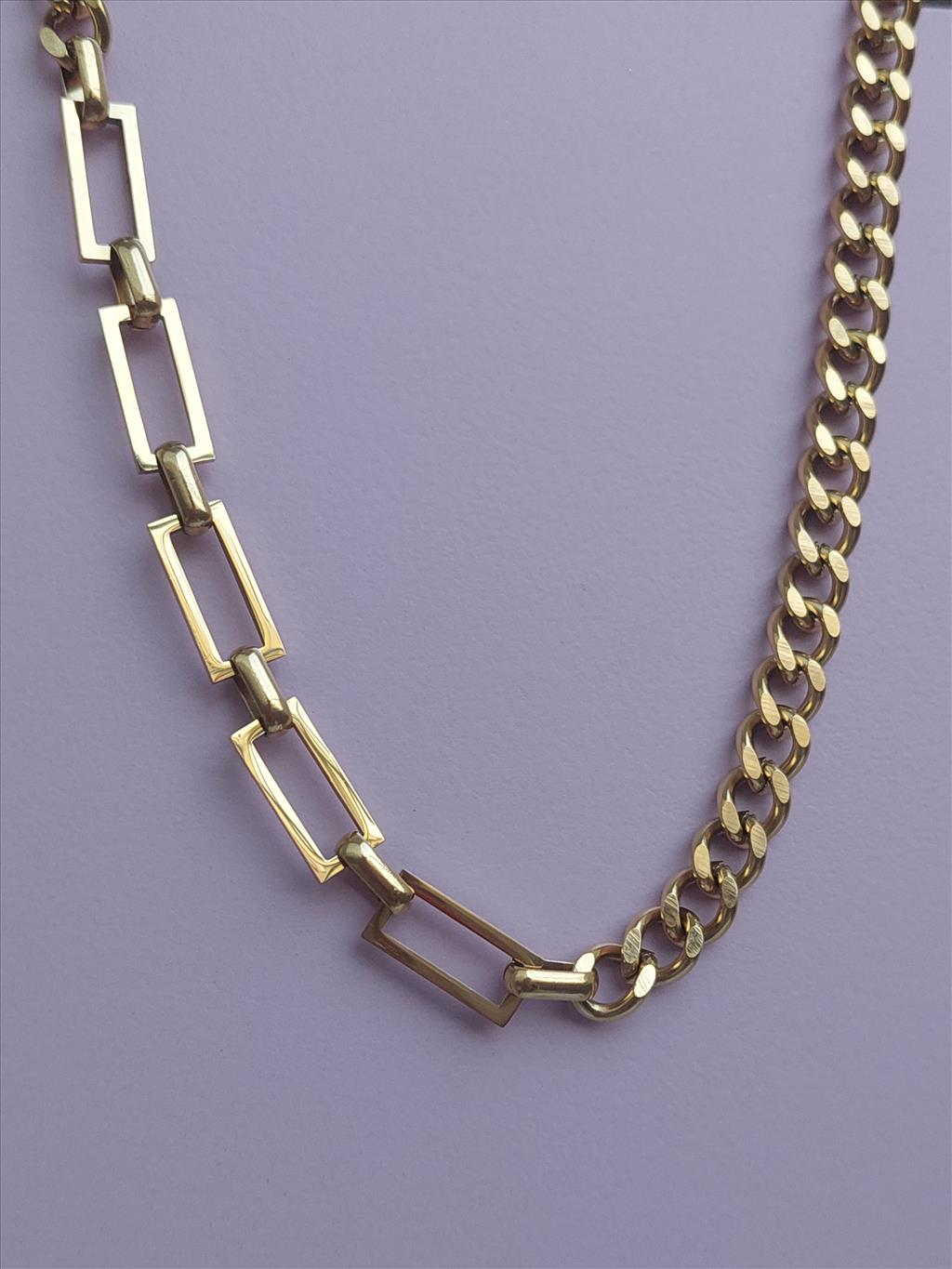 ÇELİK Geçmeli Çift Model Gold Kolye+i