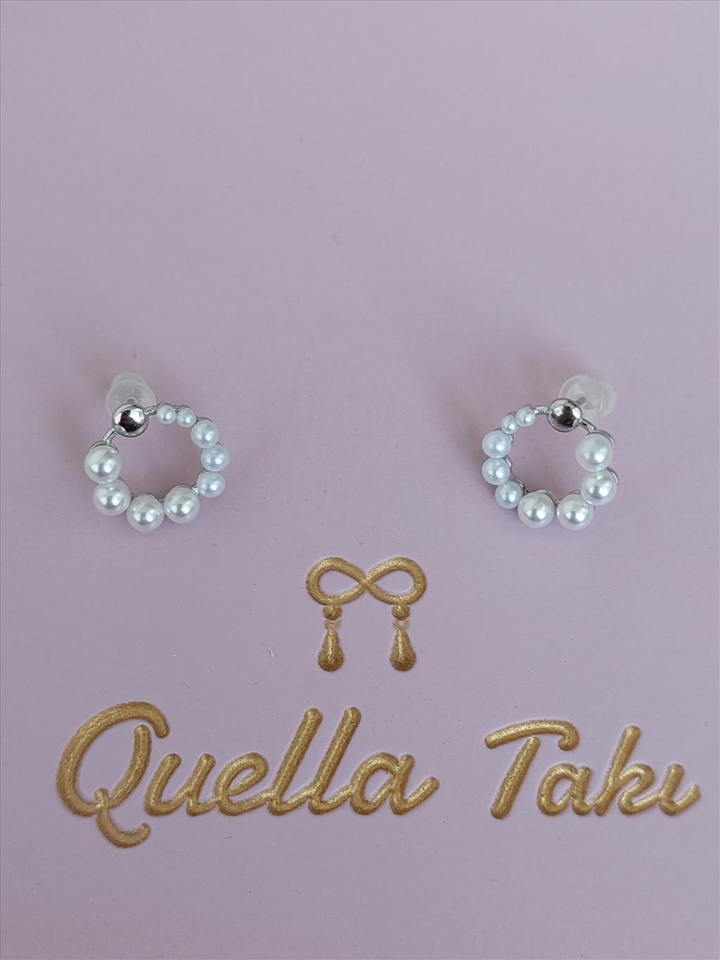 Özel Seri Rodyum Halka İnci Silver Küpe
